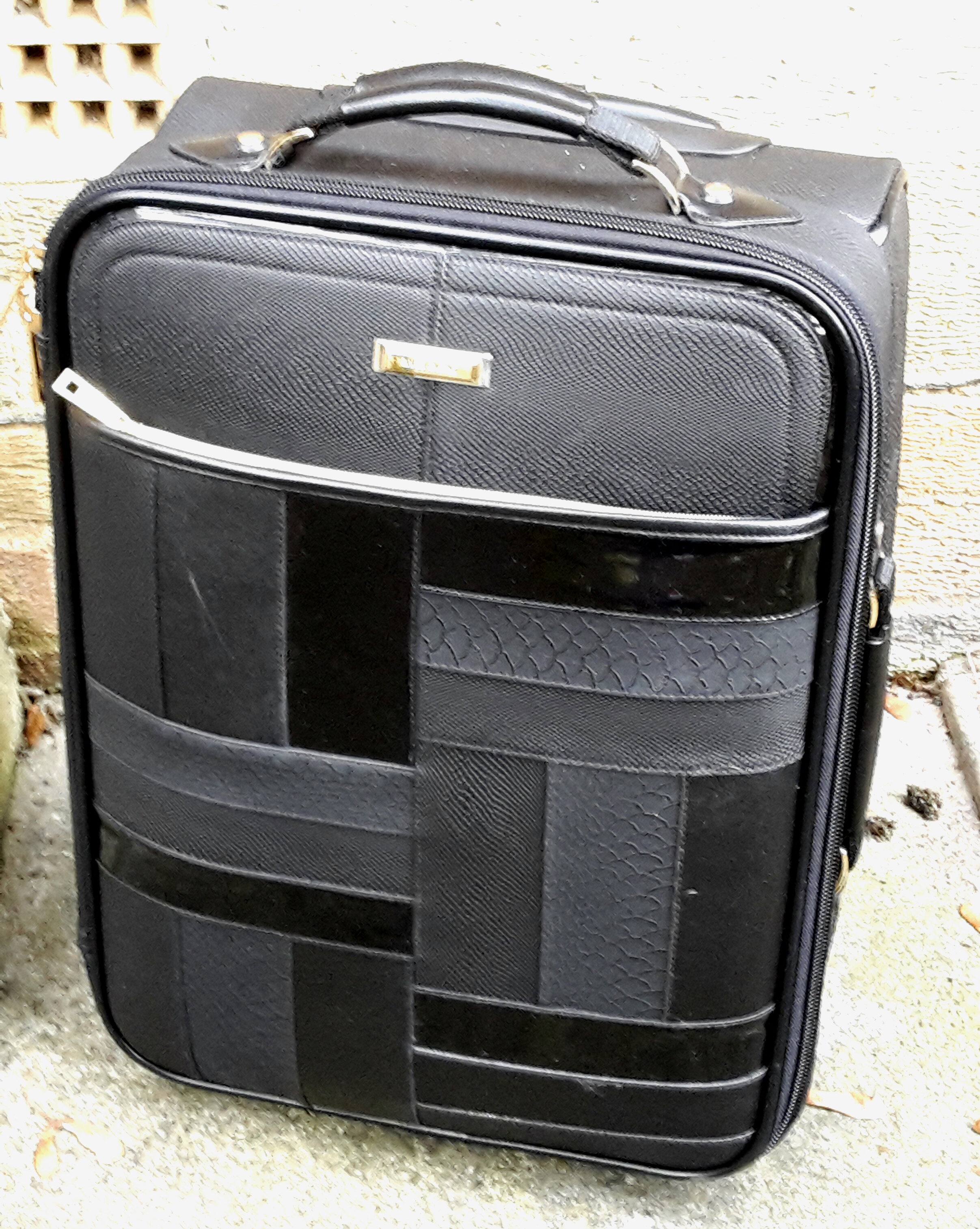 product review river island black patent panel suitcase