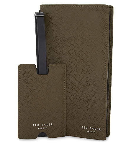 Ted Baker Travla Pebbled Leather Travel Wallet and Luggage Tag Set 