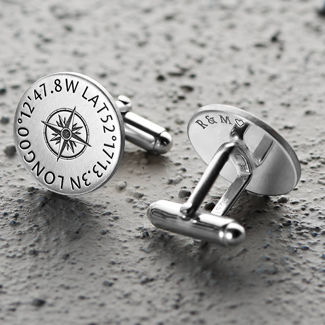 Personalised Sterling Silver Coordinates Cufflinks